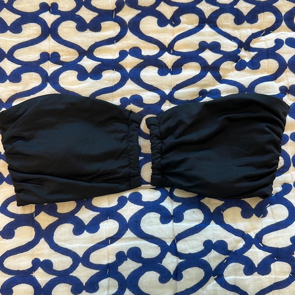 Black Bandeau Bathing Suit Top, Small